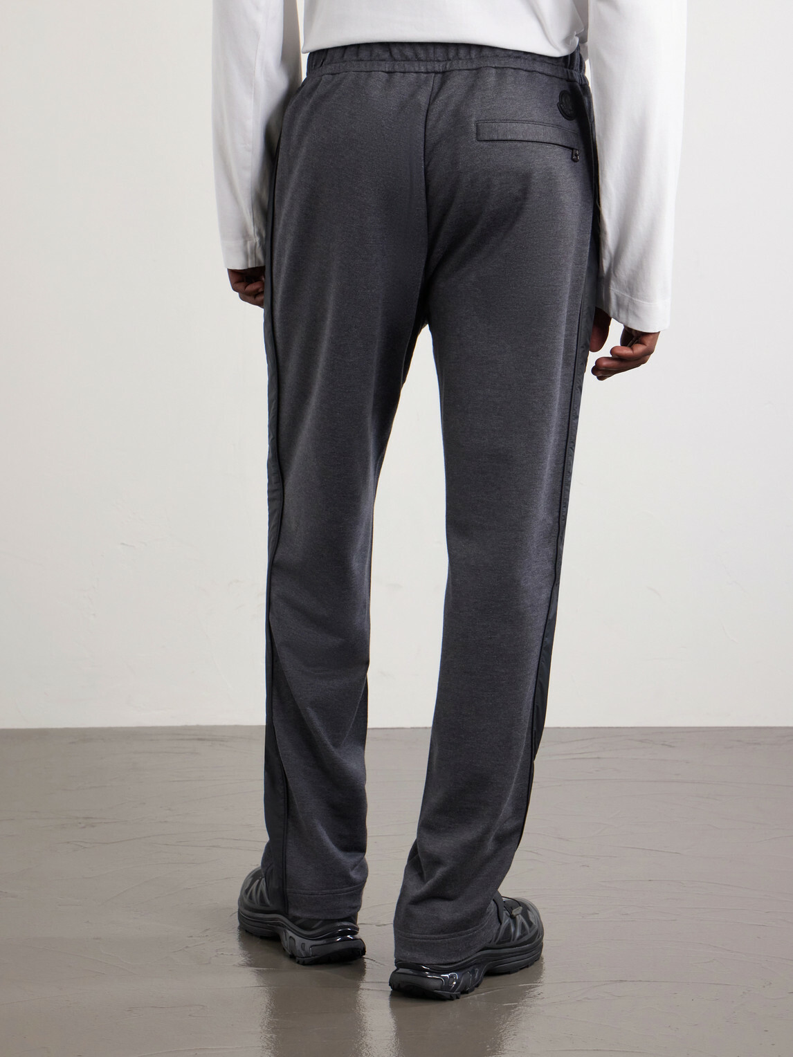 Moncler - Straight-Leg Striped Cotton Sweatpants - Gray