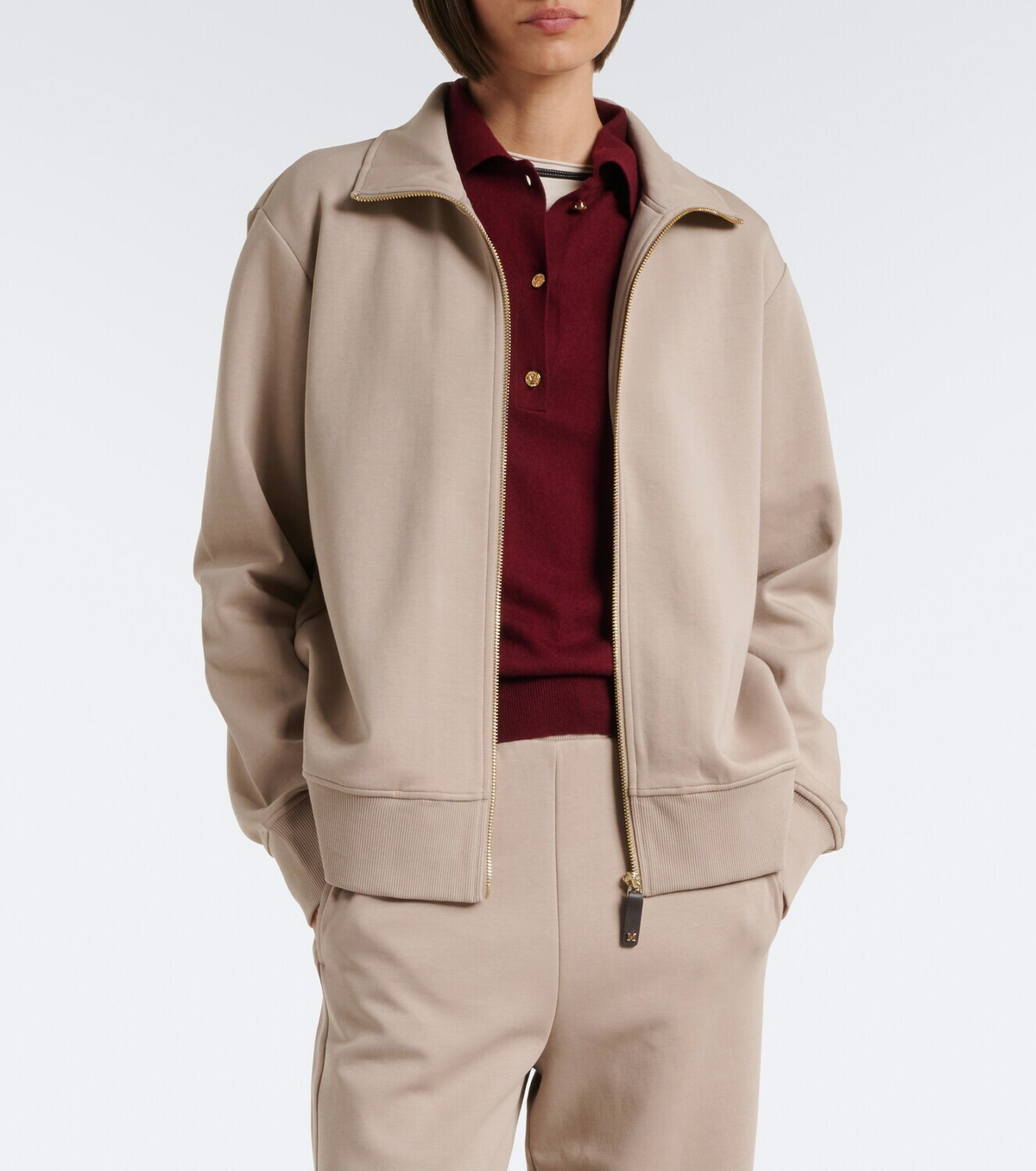 'S Max Mara Cotton-blend zip-up sweatshirt