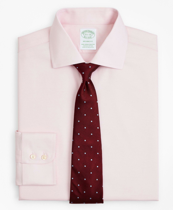 Photo: Brooks Brothers Men's Stretch Milano Slim-Fit Dress Shirt, Non-Iron Twill English Collar | Pink