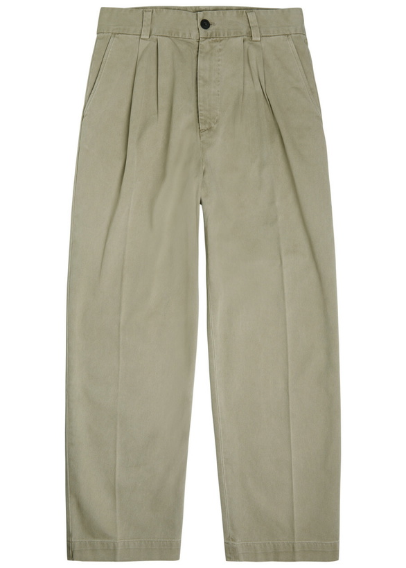 Photo: Agolde Slater Pleated Straight-leg Cotton Trousers Beige