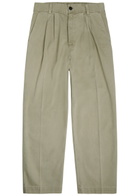 Agolde Slater Pleated Straight-leg Cotton Trousers Beige