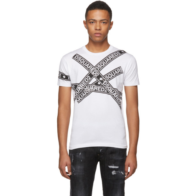 Photo: Dsquared2 White Logo Tape T-Shirt