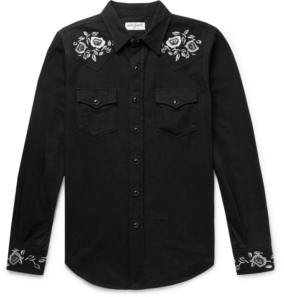 トップス 2016 saint laurent western shirt black m Saint Laurent