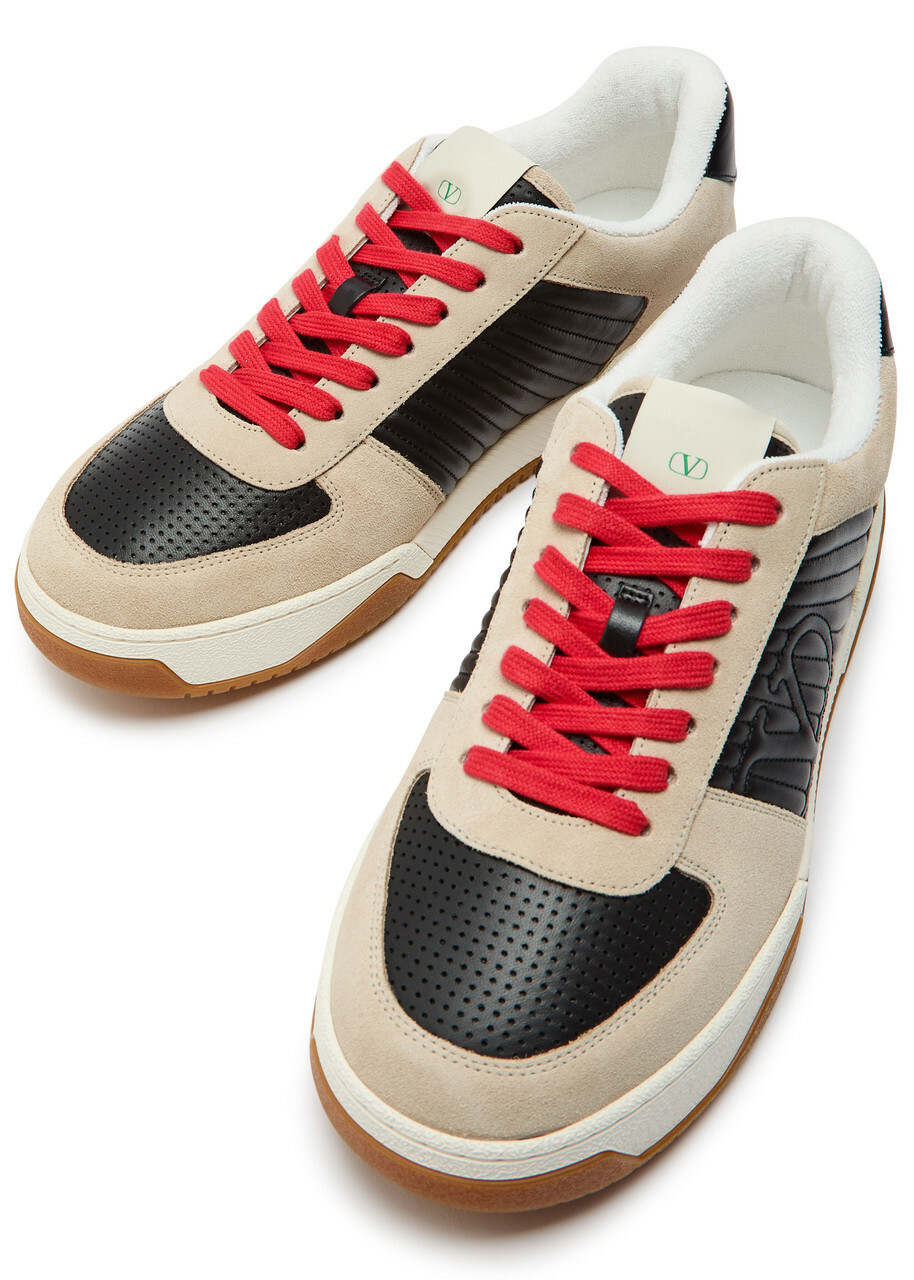 Valentino Garavani VG New Sneaker 1 Panelled Suede Sneakers Beige