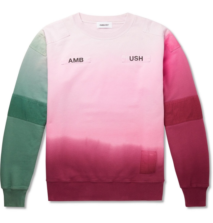 Photo: AMBUSH® - Logo-Appliquéd Patchwork Tied-Dyed Loopback Cotton-Jersey Sweatshirt - Pink