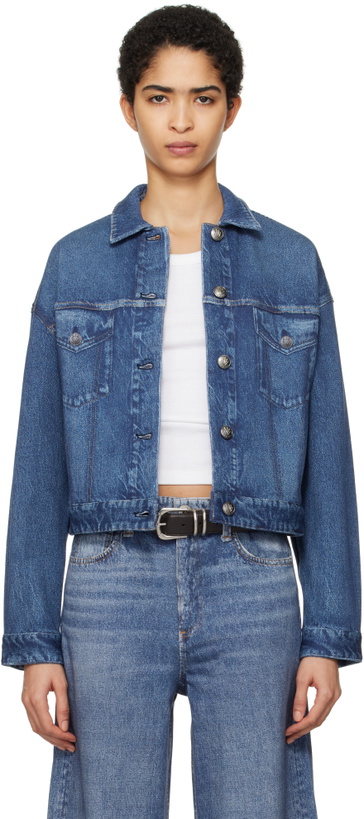 Photo: rag & bone Blue Miramar Fleece Trucker Jacket