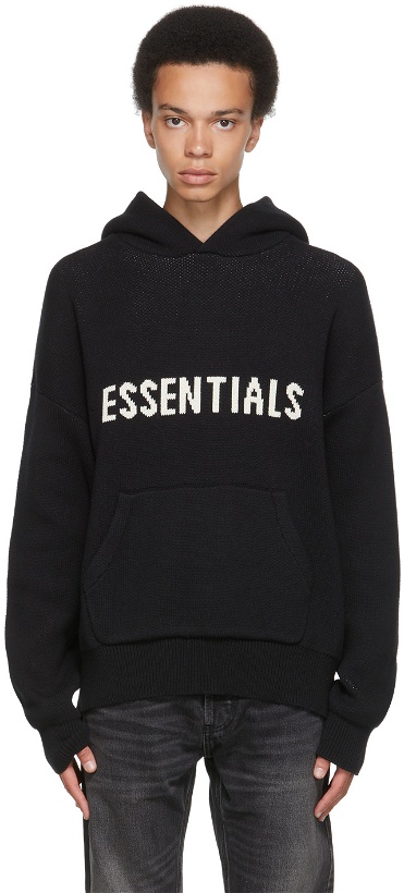Photo: Essentials Black Pullover Logo Hoodie