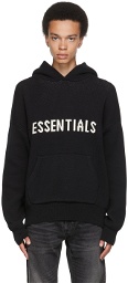 Essentials Black Pullover Logo Hoodie