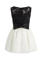 Self-portrait Bead-embellished Tulle and Satin Mini Dress Black And White