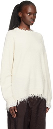 Lauren Manoogian Off-White Fray Crewneck Sweater