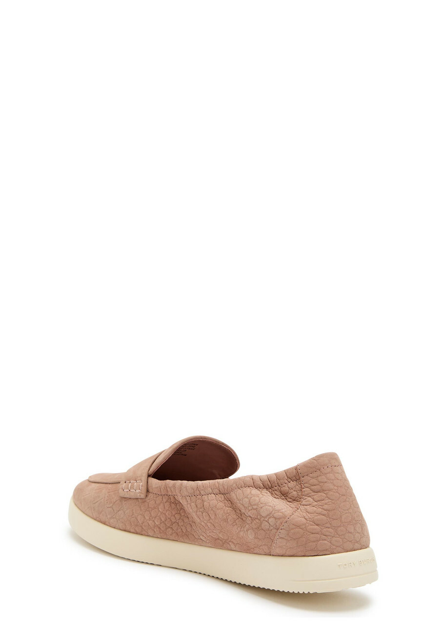 Tory Burch Ballet Sport Embossed Nubuck Loafers Beige