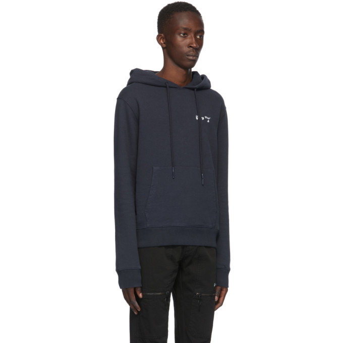 Off-White Navy New Logo Slim Hoodie Off-White