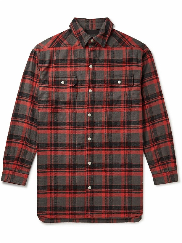 Photo: DRKSHDW by Rick Owens - Jumbo Checked Cotton Overshirt - Red