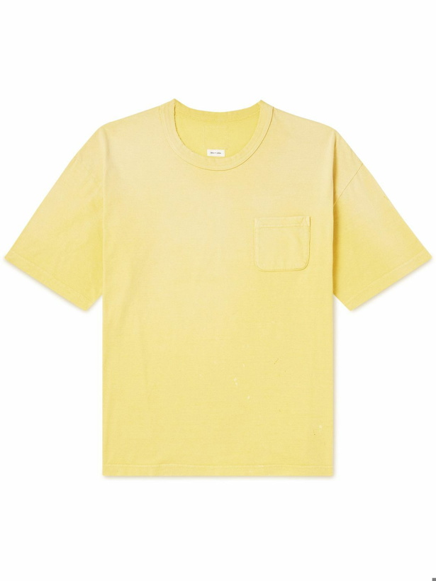 Photo: Visvim - Jumbo Distressed Cotton-Jersey T-Shirt - Yellow