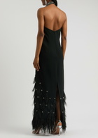 Huishan Zhang Vic Embellished Halterneck Gown Black