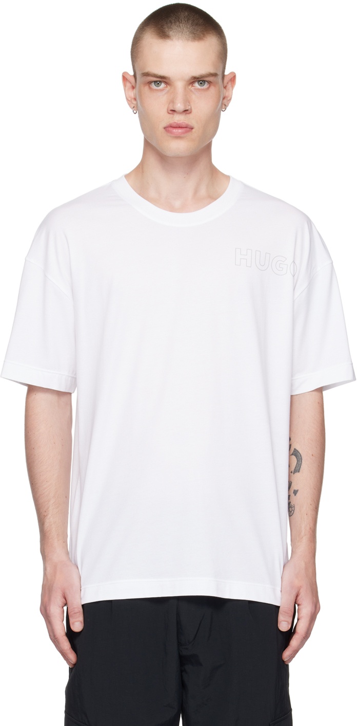 Hugo White Printed T-Shirt Hugo Boss