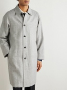 ATON - Balmacaan Linen and Wool-Blend Twill Coat - Gray
