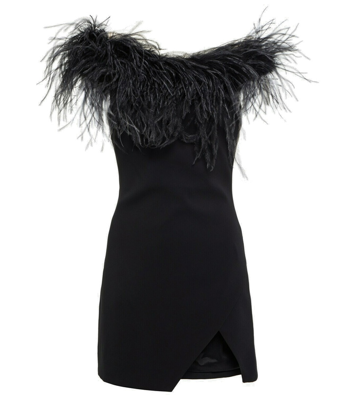 Photo: Giuseppe di Morabito Feather-trimmed off-shoulder minidress