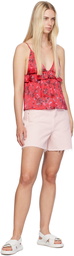 GANNI Pink Frayed Edge Denim Shorts