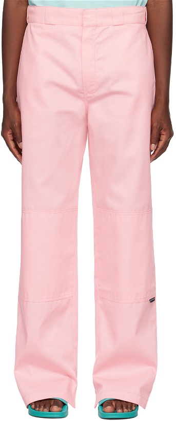 Photo: Palm Angels Pink Reversed Waistband Trousers