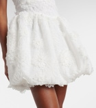 Self-Portrait Floral-appliqué organza minidress