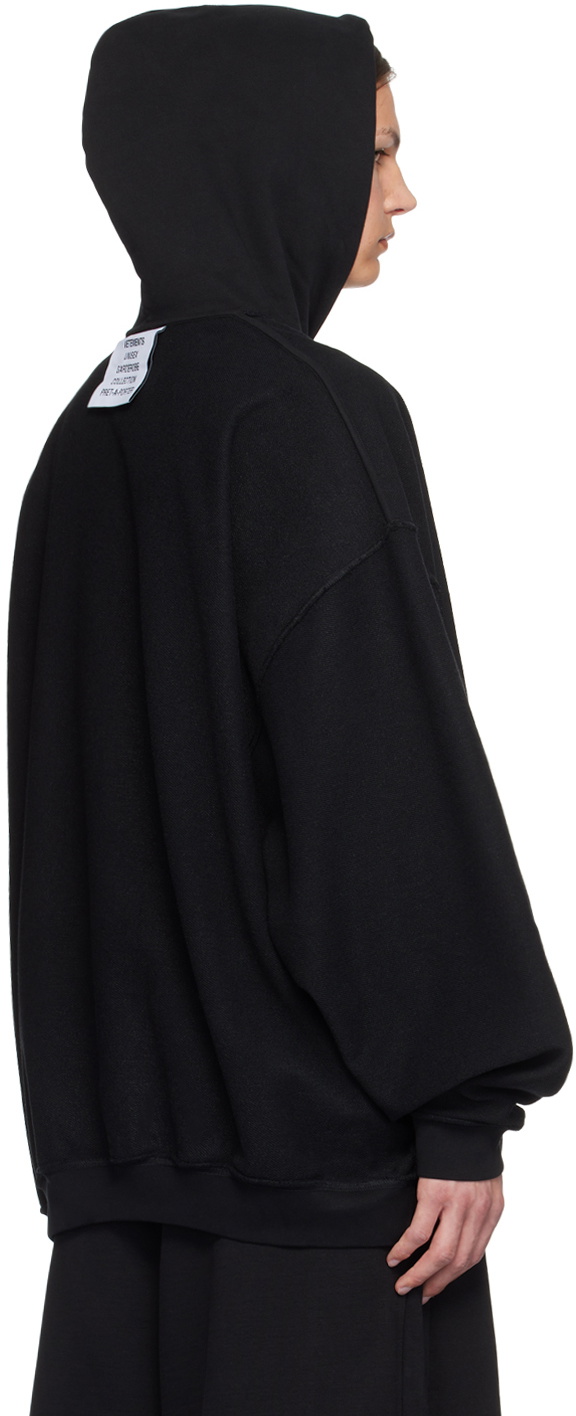 【VETEMENTS】ブラック インサイドアウト ラベル フーディ VETEMENTS Black Inside-Out Label Hoodie Vetements