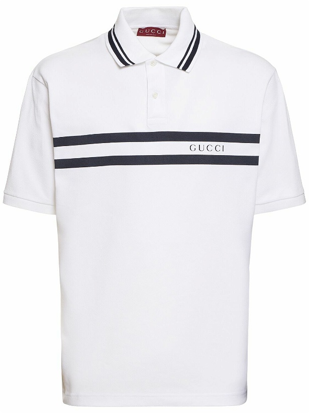 Photo: GUCCI Logo Stretch Cotton Piquet Polo Shirt