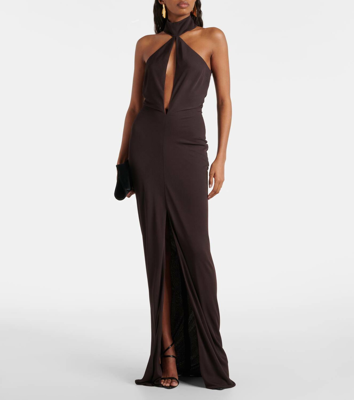 Tom Ford Cutout halterneck sablé jersey gown TOM FORD