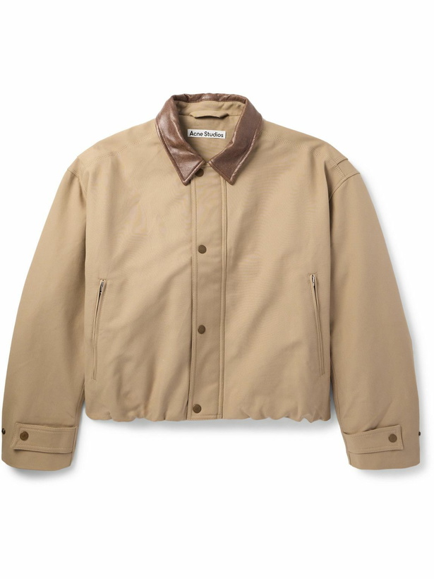 Photo: Acne Studios - Leather-Trimmed Organic Cotton-Twill Jacket - Neutrals