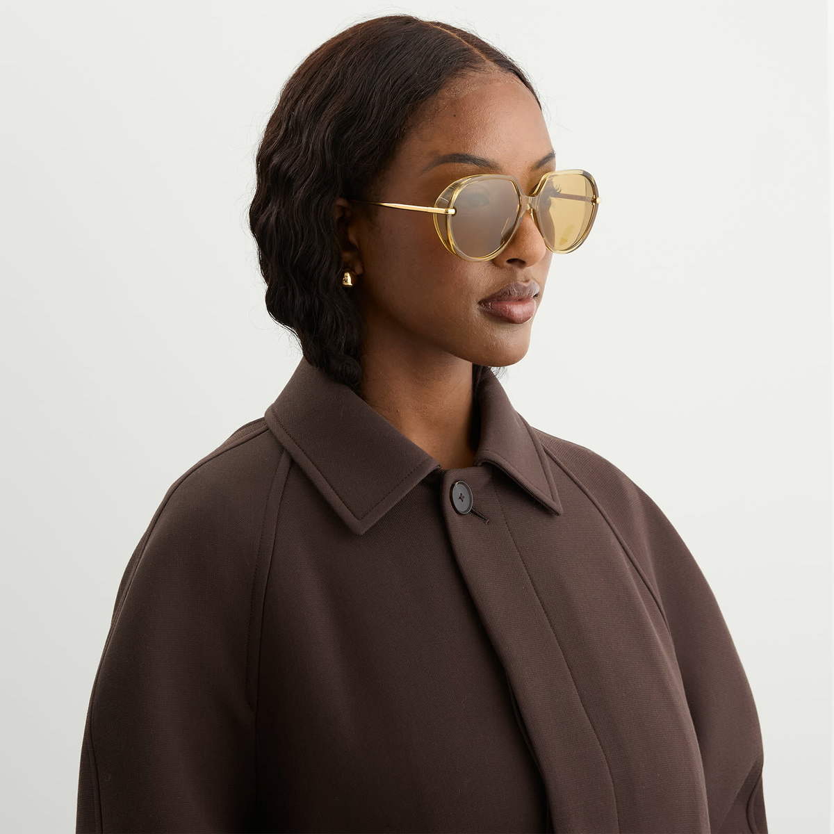 Bottega Veneta Eyewear Bottega Veneta BV1436S Drop Sunglasses in Yellow/Gold/Brown 
