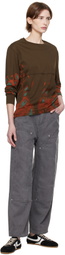 Eckhaus Latta Brown Lapped Long Sleeve T-shirt