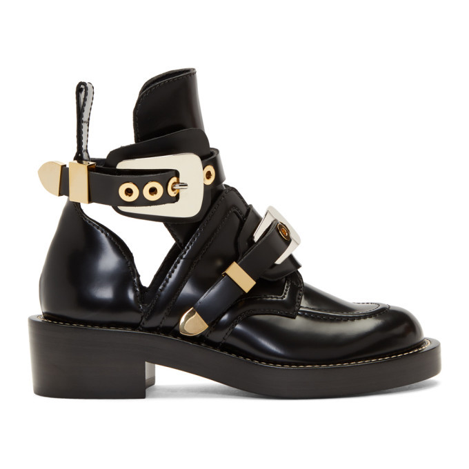 Balenciaga Black Leather Buckle Boots Balenciaga