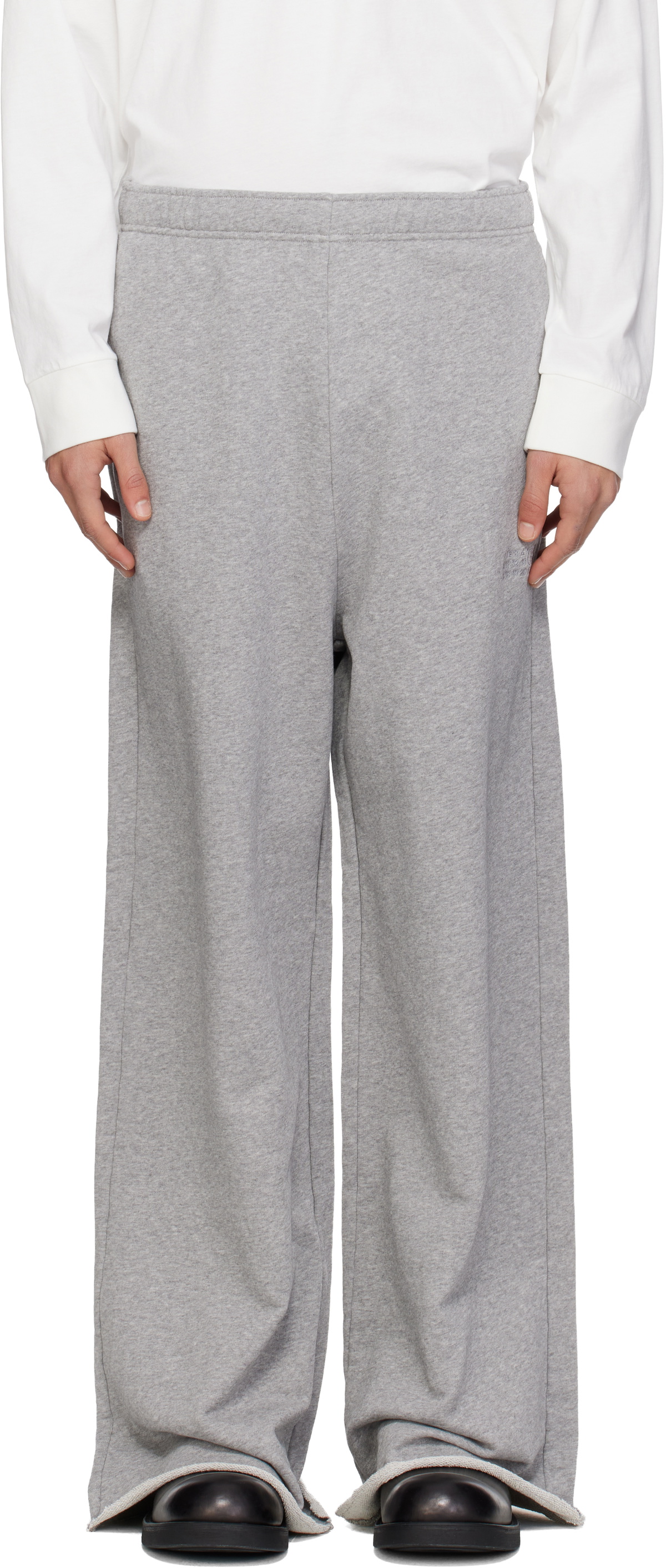 MM6 Maison Margiela Gray Embroidered Logo Sweatpants