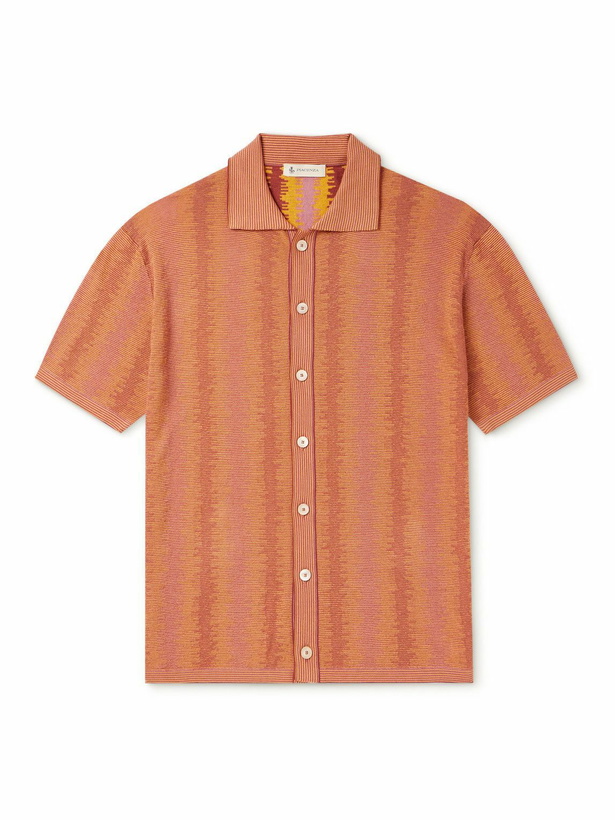 Photo: Piacenza Cashmere - Crochet-Knit Cotton Polo Shirt - Orange