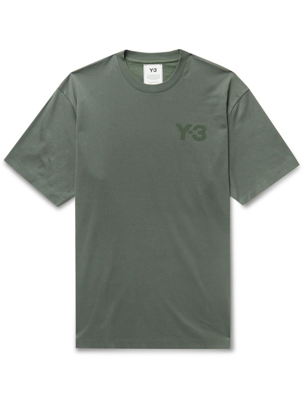 Photo: Y-3 - Logo-Print Cotton-Jersey T-Shirt - Green