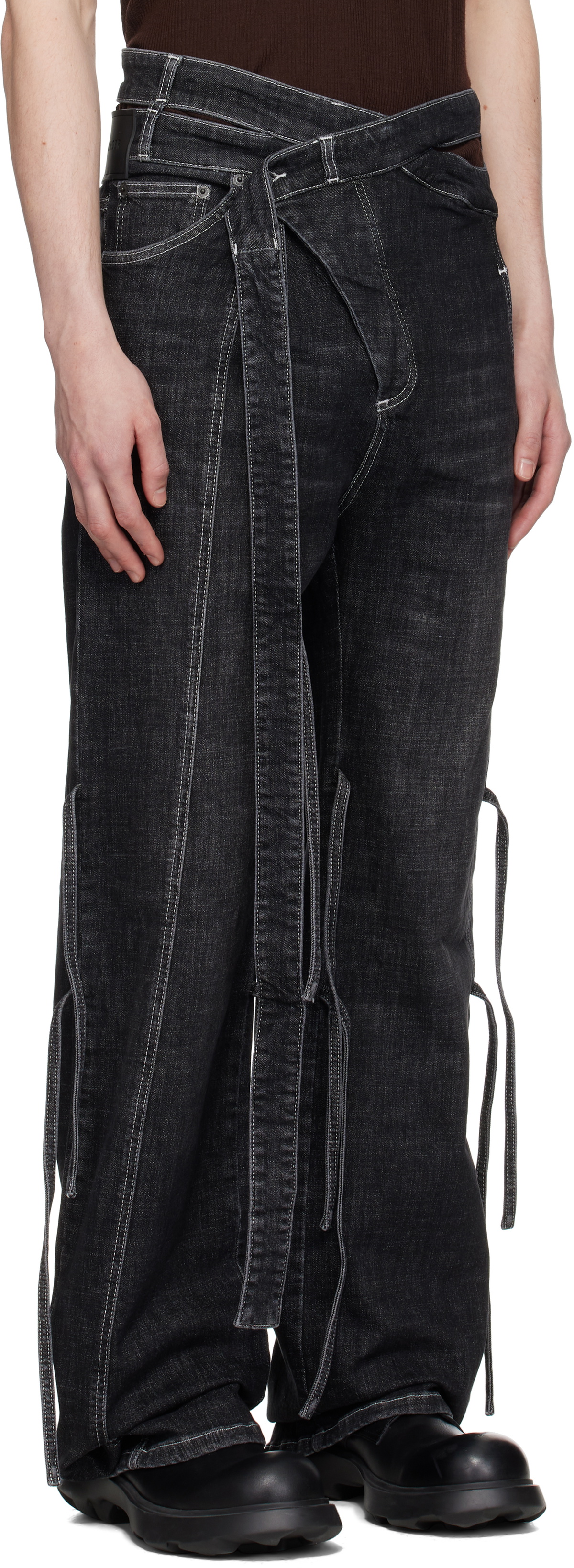Ottolinger Black Strappy Signature Wrap Jeans Ottolinger