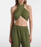 Jade Swim Aylin halterneck seersucker crop top