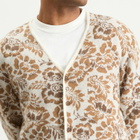 Wax London Men's Alban Floral Jacquard Cardigan in Natural/Brown