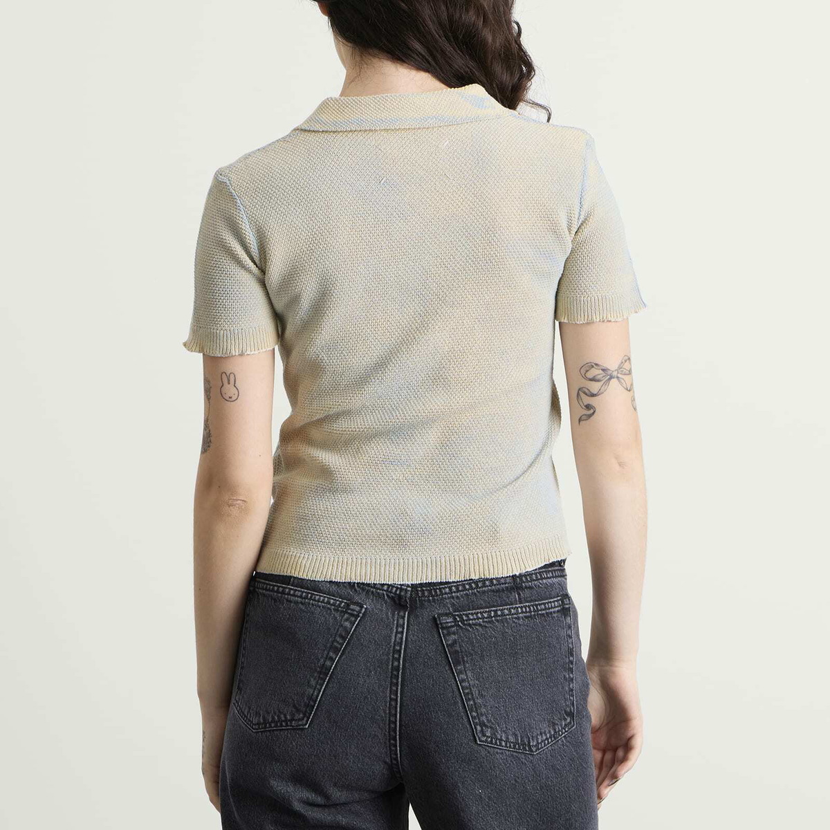 Maison Margiela Women's Stamped Cotton Polo in Pale Blue