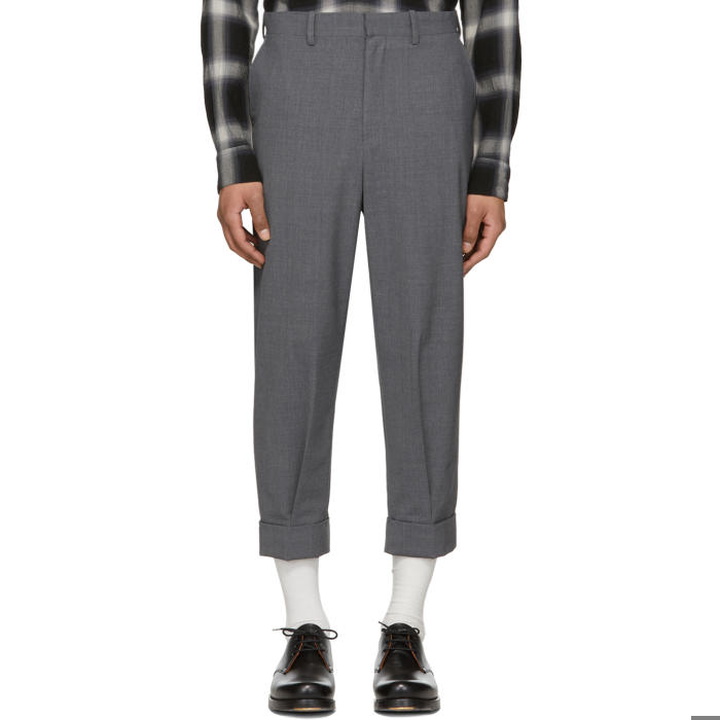 Photo: N.Hoolywood Grey Cropped Pleated Trousers