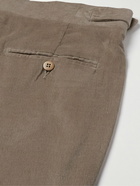 Stoffa - Straight-Leg Pleated Cotton-Corduroy Trousers - Neutrals