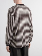 Kaptain Sunshine - Striped Wool-Jersey T-Shirt - Brown
