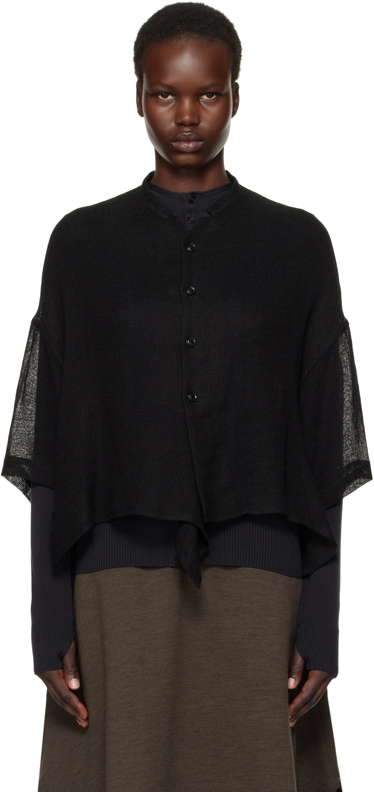 Y's Black Half Sleeve Box Shirt