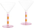 Fazeek Pink & Orange Striped Martini Glasses Set