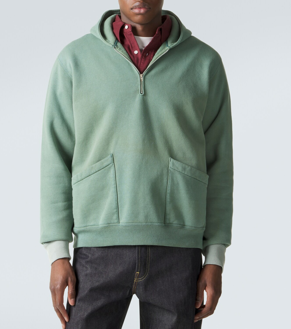 A.Presse Vintage cotton jersey half-zip hoodie