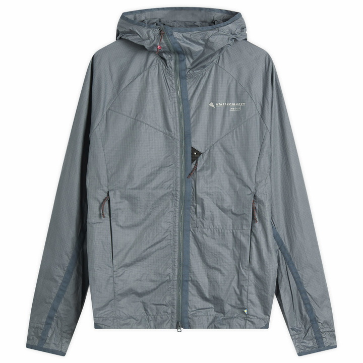Photo: Klättermusen Men's Ansur Hooded Wind Jacket in Stone Blue