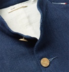 11.11/eleven eleven - Collarless Slub Cotton Chore Jacket - Blue