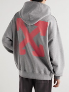 Off-White - Arrow Printed Cotton-Jersey Hoodie - Gray