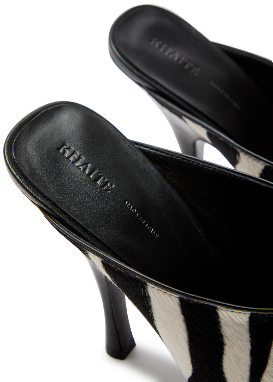 Khaite Colt 100 Zebra-print Calf Hair Mules Black And White
