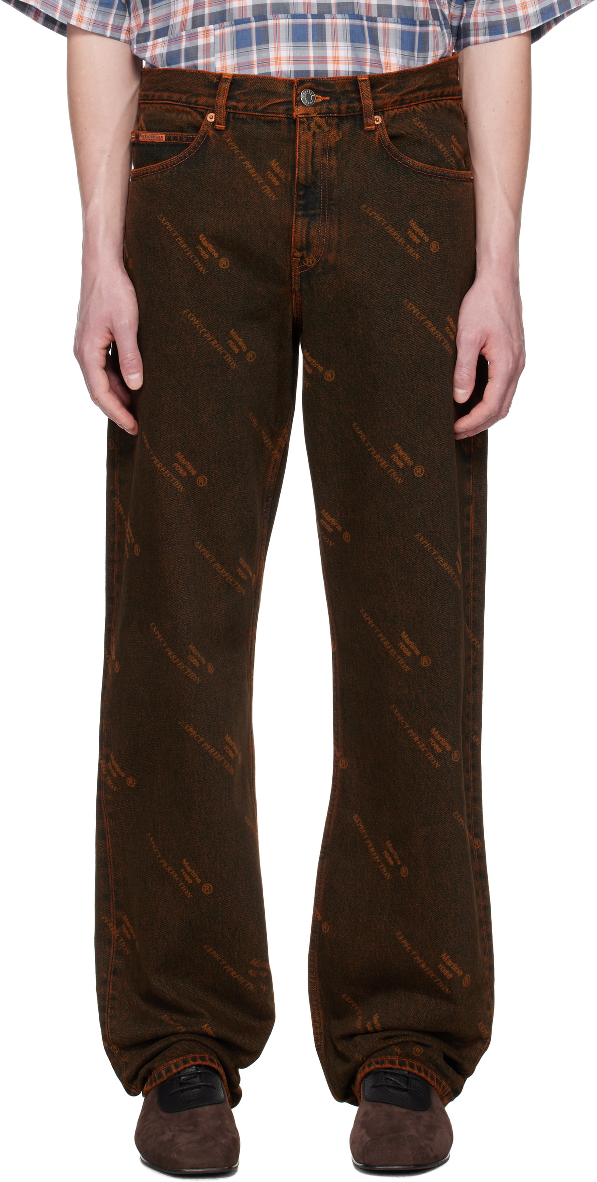 Martine Rose Brown & Orange Relaxed Fit Jeans